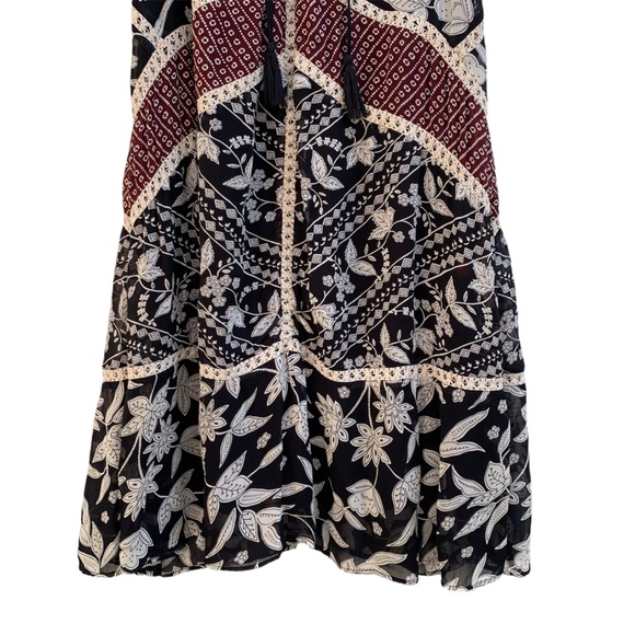 Anthropologie Floreat Grasslands Black Floral Crochet Trim Midi Dress 14 - Picture 5 of 8